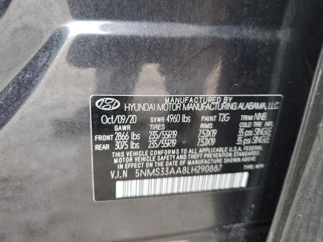 5NMS33AA8LH290887 - 2020 HYUNDAI SANTA FE SEL GRAY photo 13