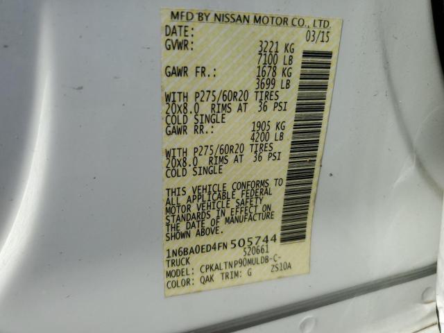 1N6BA0ED4FN505744 - 2015 NISSAN TITAN S WHITE photo 12