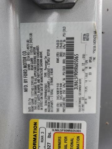 3LN6L5F90HR605065 - 2017 LINCOLN MKZ RESERVE ვერცხლისფერი ფოტო 12