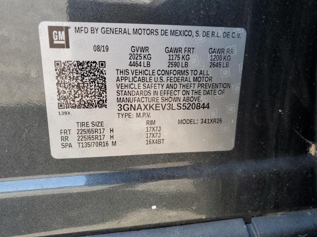 3GNAXKEV3LS520844 - 2020 CHEVROLET EQUINOX LT GRAY photo 13