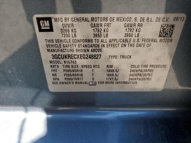 3GCUKRECXEG248827 - 2014 CHEVROLET OTHER K1500 LT BLUE photo 12