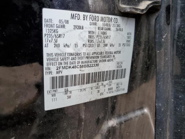 2FMDK48C58BB22330 - 2008 FORD EDGE SEL BLACK photo 13