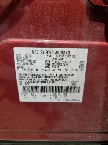 2LMTJ6LR7GBL84133 - 2016 LINCOLN MKX RESERVE RED photo 13