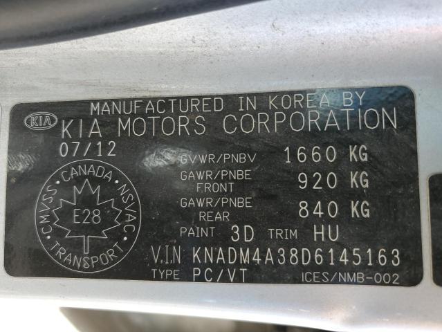 KNADM4A38D6145163 - 2013 KIA RIO LX SILVER photo 12