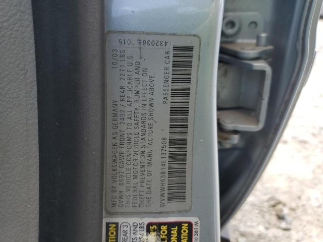 WVWWH63B14E137508 - 2004 VOLKSWAGEN PASSAT GLX Gümüş foto 12