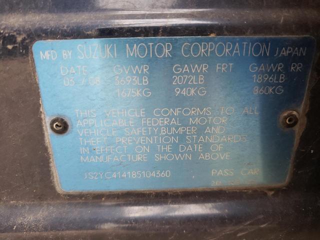 JS2YC414185104360 - 2008 SUZUKI SX4 BLUE photo 13