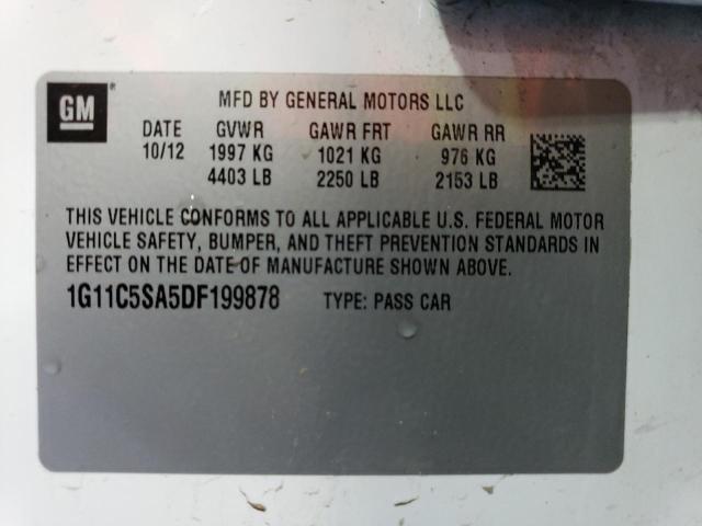 1G11C5SA5DF199878 - 2013 CHEVROLET MALIBU 1LT WHITE photo 12