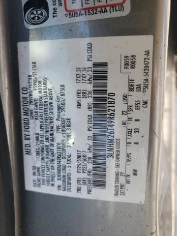 3LNHM26T49R621870 - 2009 LINCOLN MKZ SILVER photo 12