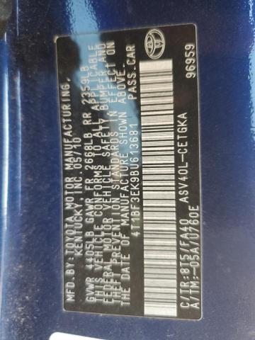4T1BF3EK9BU613681 - 2011 TOYOTA CAMRY BASE BLUE photo 13