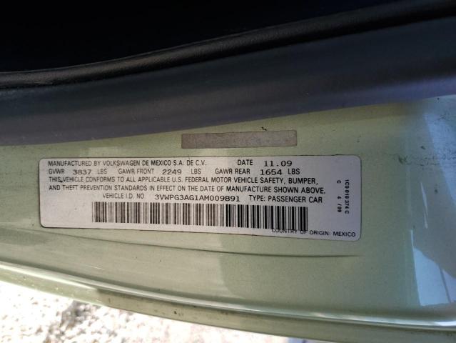 3VWPG3AG1AM009891 - 2010 VOLKSWAGEN NEW BEETLE GREEN photo 12