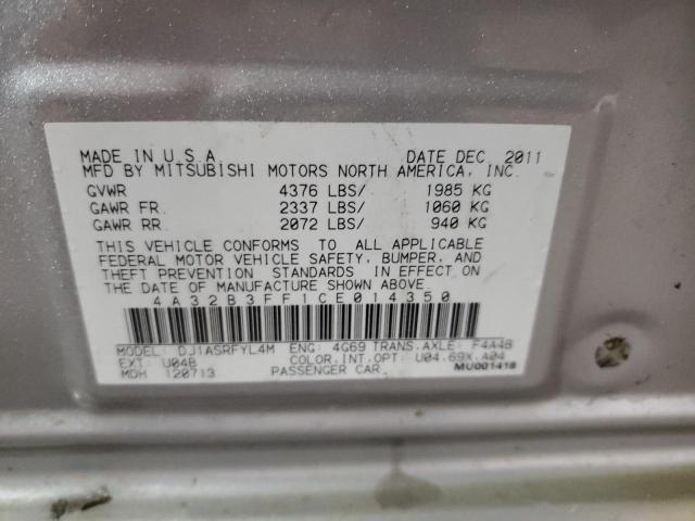 4A32B3FF1CE014350 - 2012 MITSUBISHI GALANT ES SILVER photo 13