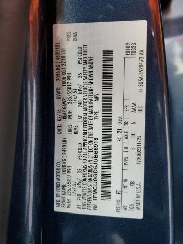 1FMCU0GD5JUB66918 - 2018 FORD ESCAPE SE BLUE photo 13