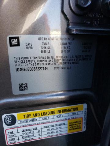 1G4GE5ED0BF227144 - 2011 BUICK LACROSSE CXS 银色 照片 12