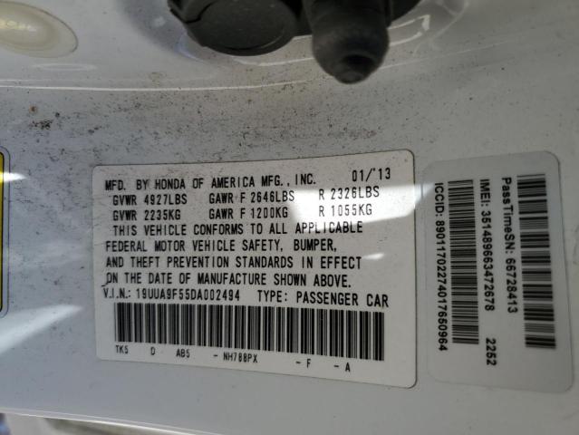 19UUA9F55DA002494 - 2013 ACURA TL TECH WHITE photo 12