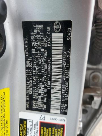 4T1BF1FK9DU664846 - 2013 TOYOTA CAMRY L SILVER photo 12