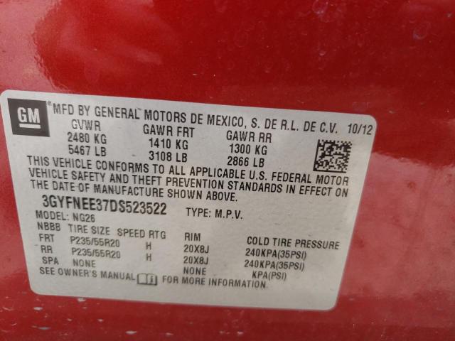 3GYFNEE37DS523522 - 2013 CADILLAC SRX PREMIUM COLLECTION RED photo 14