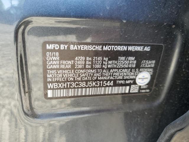 WBXHT3C38J5K31544 - 2018 BMW X1 XDRIVE28I GRAY photo 12