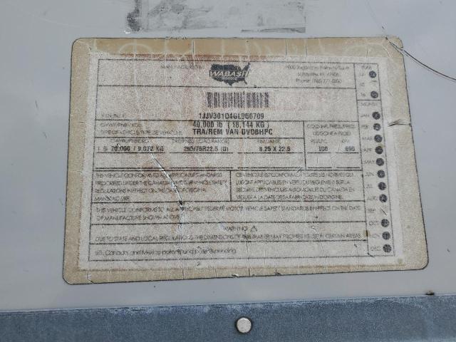 1JJV301D4GL956709 - 2016 WABASH TRAILER WHITE photo 10
