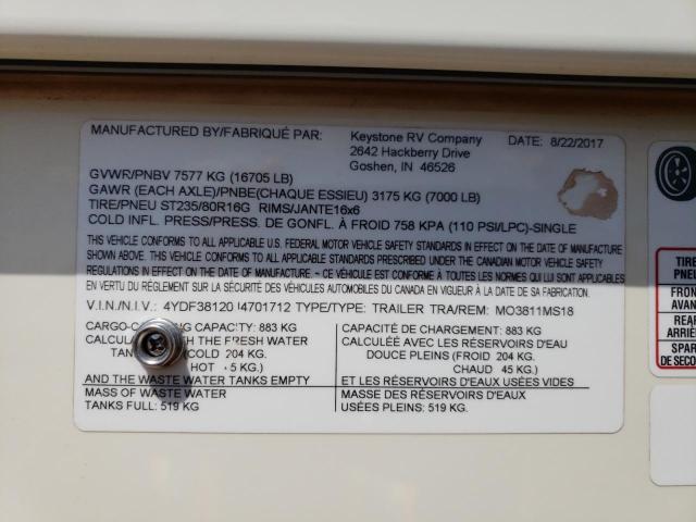 4YDF38120J4701712 - 2018 KEYSTONE MONTANA TWO TONE photo 10