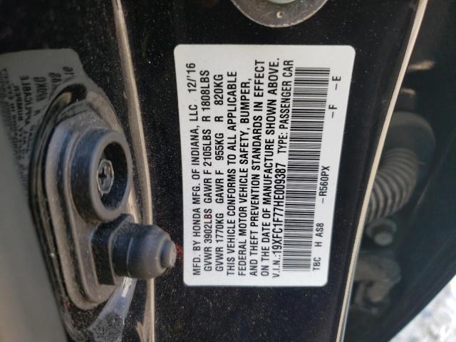 19XFC1F77HE009387 - 2017 HONDA CIVIC EXL BLACK photo 12