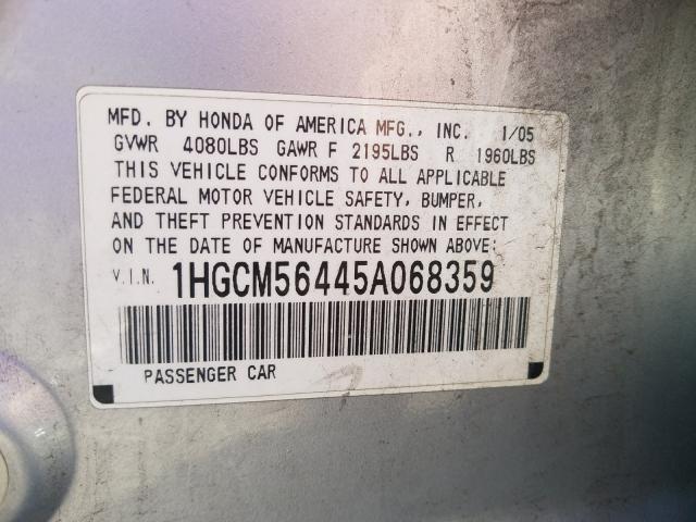 1HGCM56445A068359 - 2005 HONDA ACCORD LX  photo 10