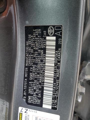2T1KR32E26C618833 - 2006 TOYOTA COROLLA MA XR GRAY photo 13