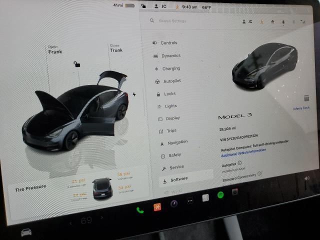 5YJ3E1EA0PF621224 - 2023 TESLA MODEL 3 GRAY photo 9