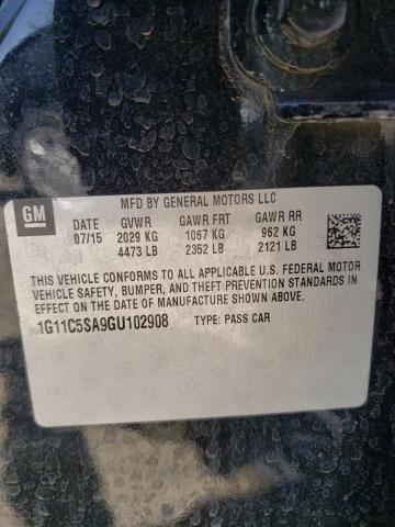 1G11C5SA9GU102908 - 2016 CHEVROLET MALIBU LIM LT 黑色 照片 12