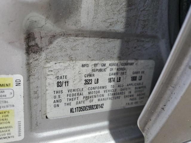 KL1TD5DE2BB230142 - 2011 CHEVROLET AVEO LS Gümüş foto 13