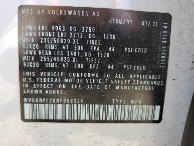 WVGUNPE26NP058324 - 2022 VOLKSWAGEN ID.4 PRO S თეთრი ფოტო 14