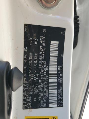 5TDKKRFH1FS110498 - 2015 TOYOTA HIGHLANDER XLE WHITE photo 13