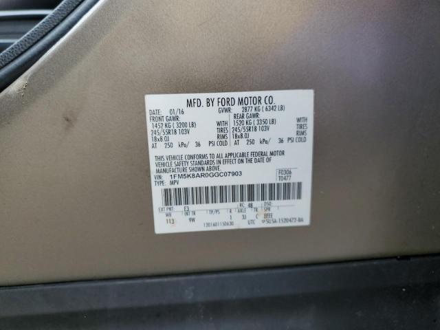 1FM5K8AR0GGC07903 - 2016 FORD EXPLORER POLICE INTERCEPTOR 棕色 照片 13