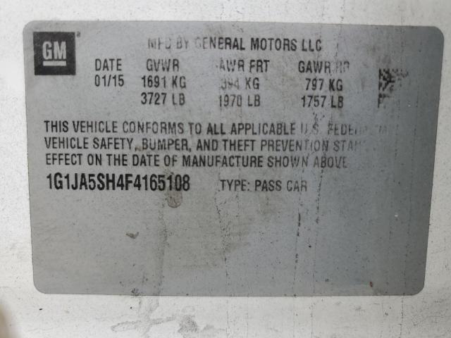 1G1JA5SH4F4165108 - 2015 CHEVROLET SONIC LS WHITE photo 12