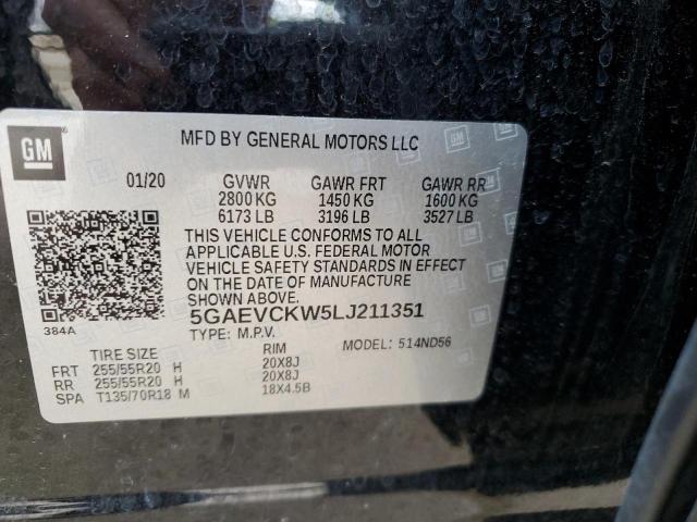 5GAEVCKW5LJ211351 - 2020 BUICK ENCLAVE AVENIR 黑色 照片 14