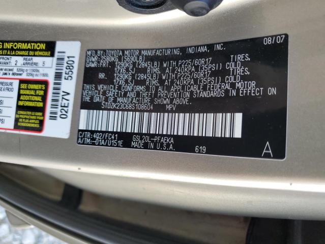 5TDZK23C68S108604 - 2008 TOYOTA SIENNA CE CREAM photo 13