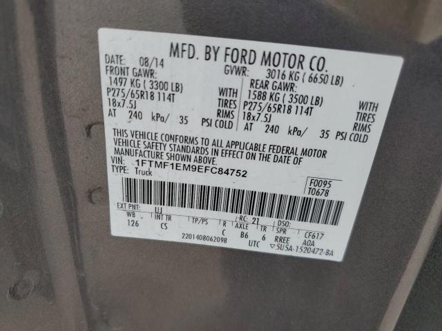 1FTMF1EM9EFC84752 - 2014 FORD F150 SILVER photo 12