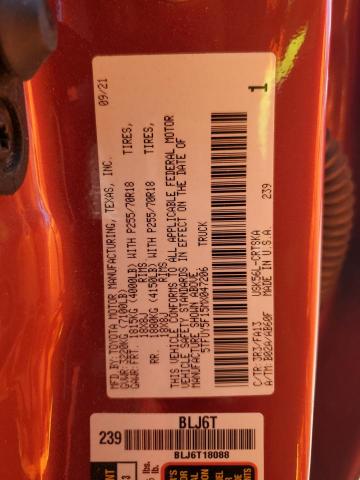 5TFUY5F15MX047206 - 2021 TOYOTA TUNDRA DOUBLE CAB SR/SR5 RED photo 12