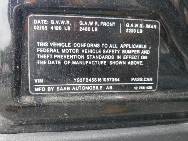 YS3FB45S151037364 - 2005 SAAB 9-3 LINEAR BLACK photo 12
