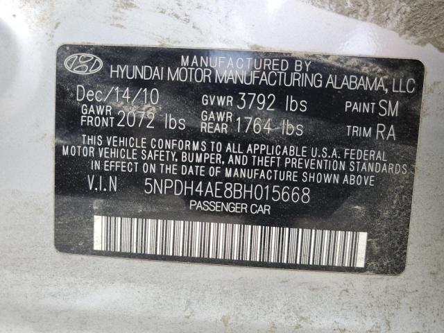 5NPDH4AE8BH015668 - 2011 HYUNDAI ELANTRA GLS SILVER photo 13