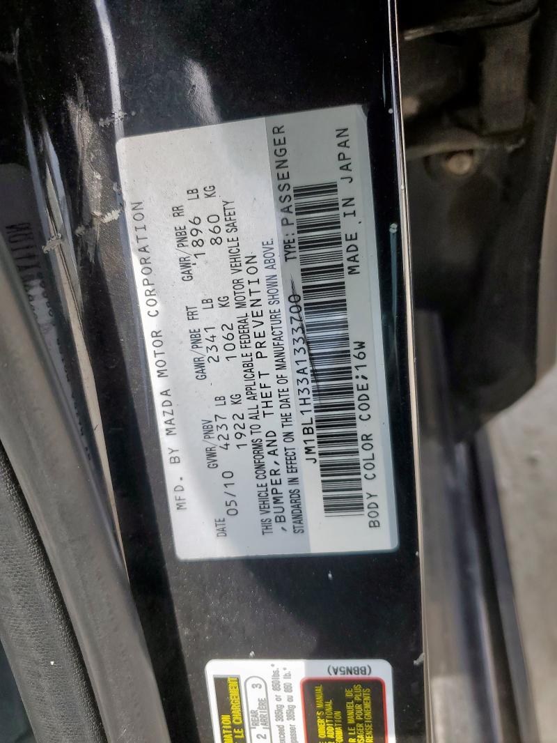 JM1BL1H33A1333700 - 2010 MAZDA SPEED 3 BLACK photo 12