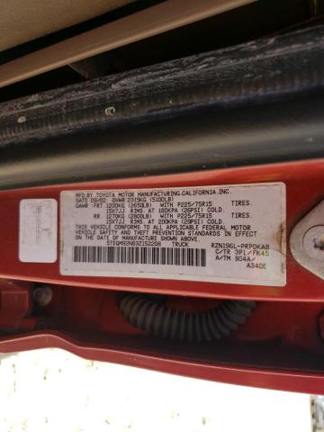 5TEGM92N83Z152208 - 2003 TOYOTA TACOMA DOUBLE CAB PRERUNNER RED photo 12