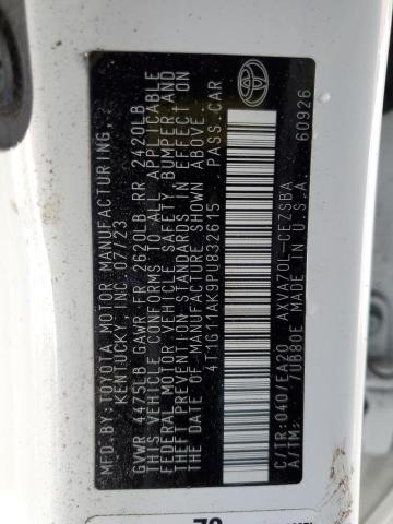 4T1G11AK9PU832615 - 2023 TOYOTA CAMRY SE NIGHT SHADE WHITE photo 12