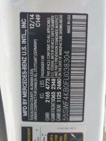 55SWF4KB0FU038304 - 2015 MERCEDES-BENZ C 300 4MATIC WHITE photo 12