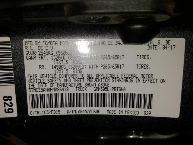 3TMCZ5AN8HM086418 - 2017 TOYOTA TACOMA DOUBLE CAB  照片 10