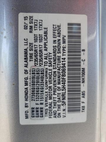 5FNRL5H40FB069414 - 2015 HONDA ODYSSEY EX SILVER photo 14