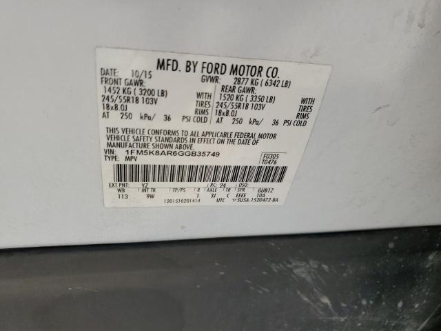 1FM5K8AR6GGB35749 - 2016 FORD EXPLORER POLICE INTERCEPTOR WHITE photo 13