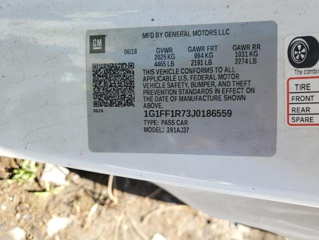 1G1FF1R73J0186559 - 2018 CHEVROLET CAMARO SS WHITE photo 12