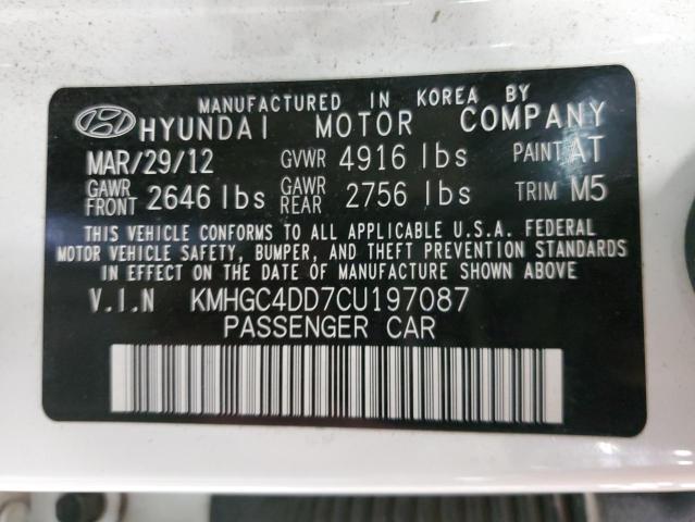 KMHGC4DD7CU197087 - 2012 HYUNDAI GENESIS 3.8L WHITE photo 12