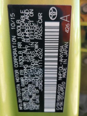 JTDKDTB35F1114262 - 2015 TOYOTA PRIUS C Yaşıl foto 12