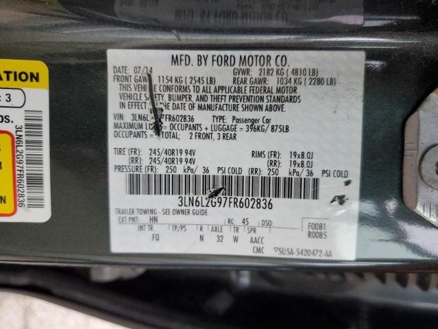 3LN6L2G97FR602836 - 2015 LINCOLN MKZ CHARCOAL photo 12